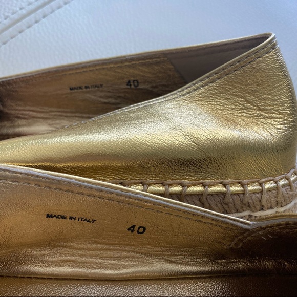 NWOT Prada Gold Metallic Leather Cap-Toe Flat Espadrille - Picture 14 of 15